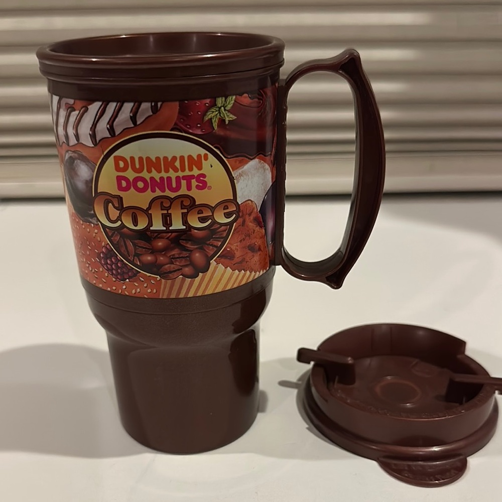 Dunkin' Donuts Coffee Travel Mug Vintage Whirley with Lid 16oz